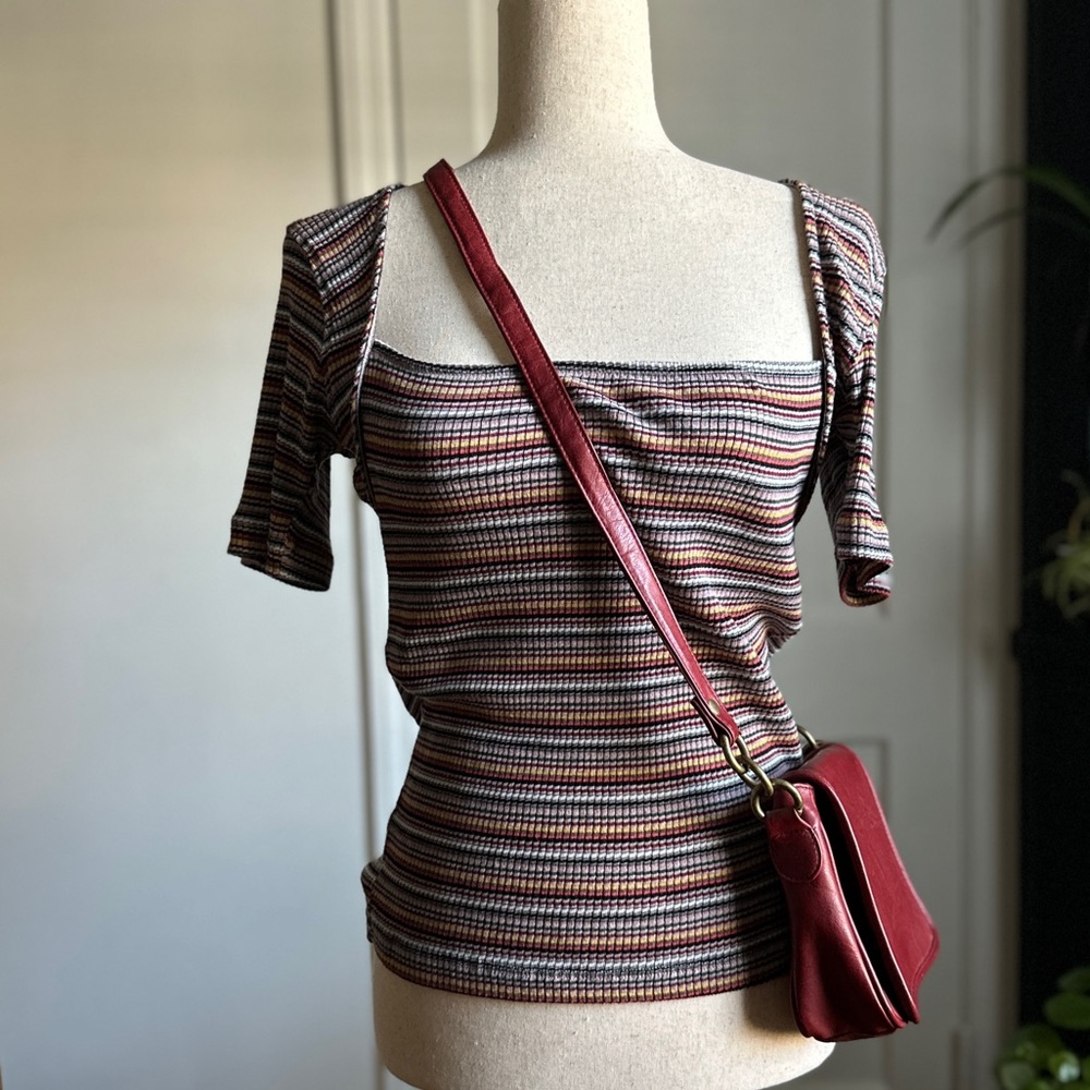 Free People Boho striped retro top